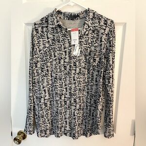 Elliott Lauren button-front jersey shirt with handwriting print